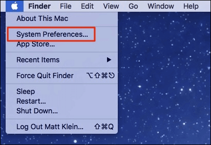 click on System and Preferences